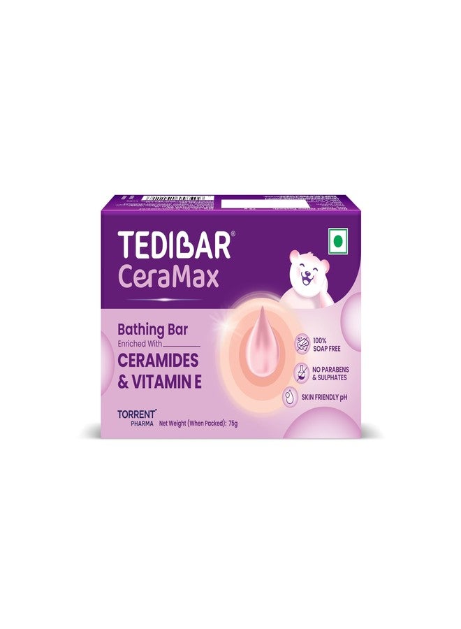 Tedibar Ceramax Bathing Bar - 75g Enriched with Ceramides & Vitamin E |100% Soap Free| Skin friendly pH – By Torrent Pharma - Image 1