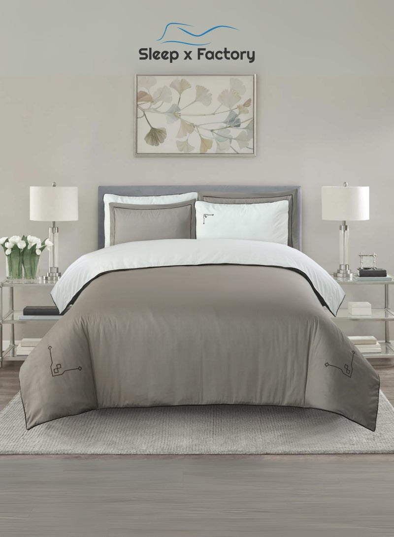 Sleep x Factory Luxury Cotton Satin Hotel Bedding Set – Embroidered – 6 Pieces – Without Filling - Image 1