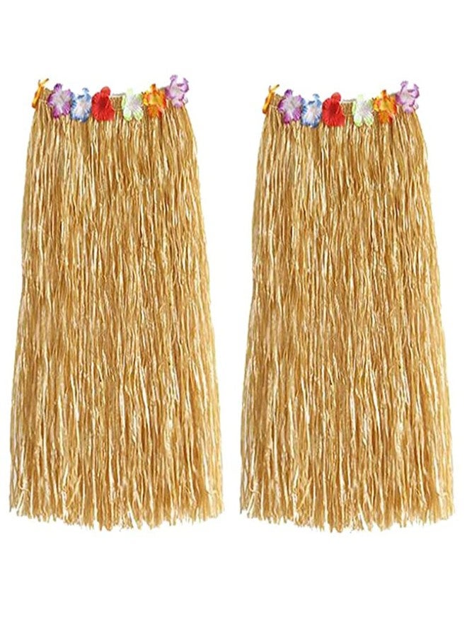 NEWCREATIVETOP Flowered Luau Hula Skirts for Luau Party Hawaiian theme Halloween costume Pack of 2 (16 Inch, Grass) - Image 1