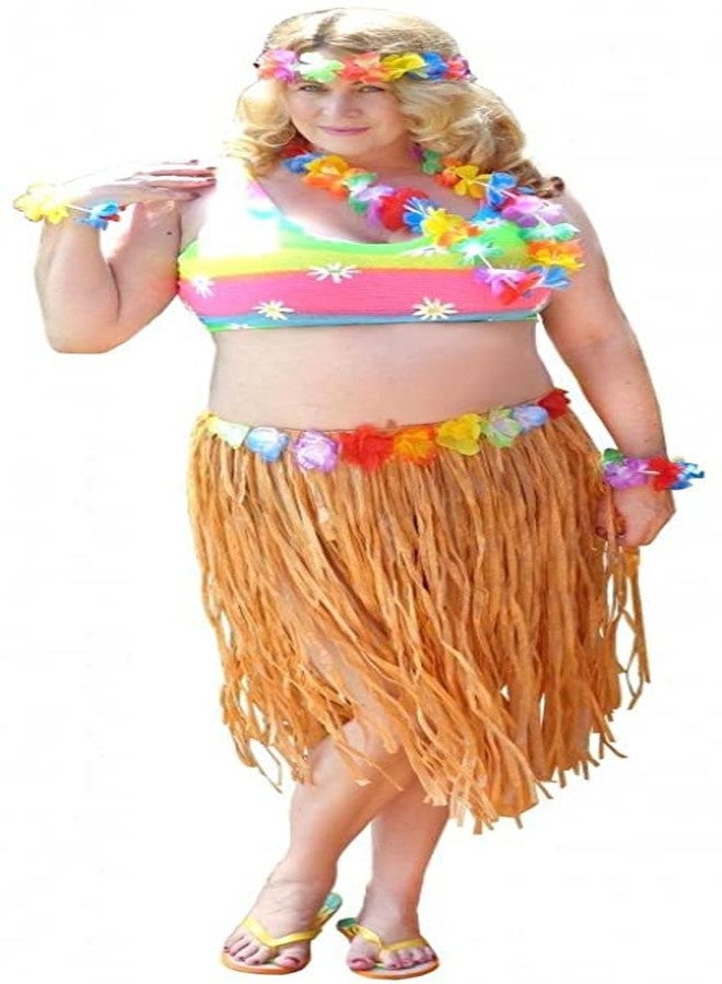 NEWCREATIVETOP Flowered Luau Hula Skirts for Luau Party Hawaiian theme Halloween costume Pack of 2 (16 Inch, Grass) - Image 2