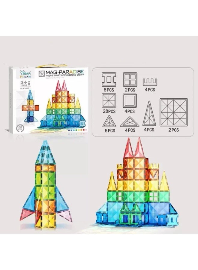 Magnetic Building Blocks for Kids, Educational Magnetic Building Tiles with Stickers, Creative Construction Set for Preschool Learning - Image 2