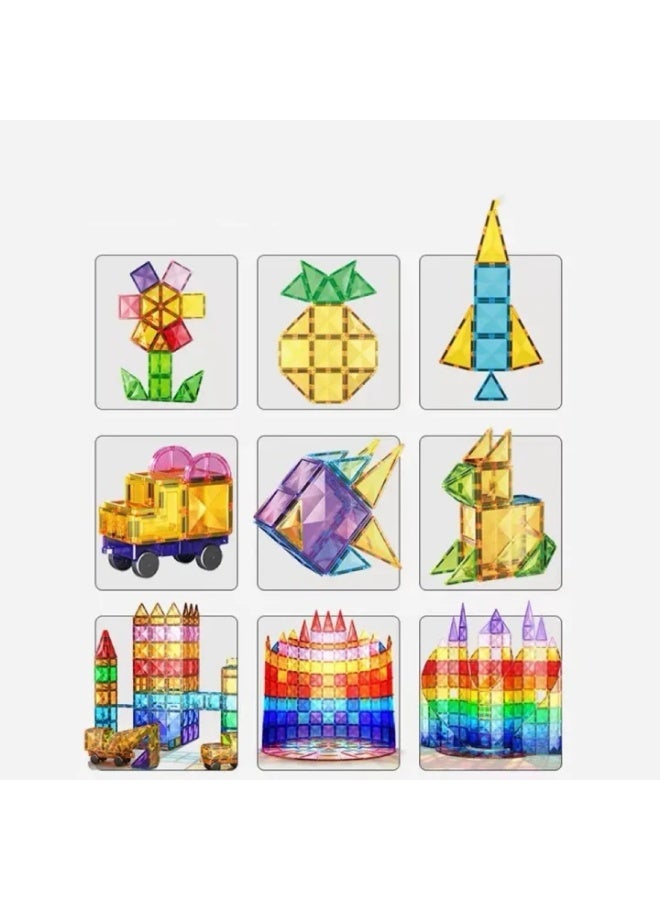 Magnetic Building Blocks for Kids, Educational Magnetic Building Tiles with Stickers, Creative Construction Set for Preschool Learning - Image 1