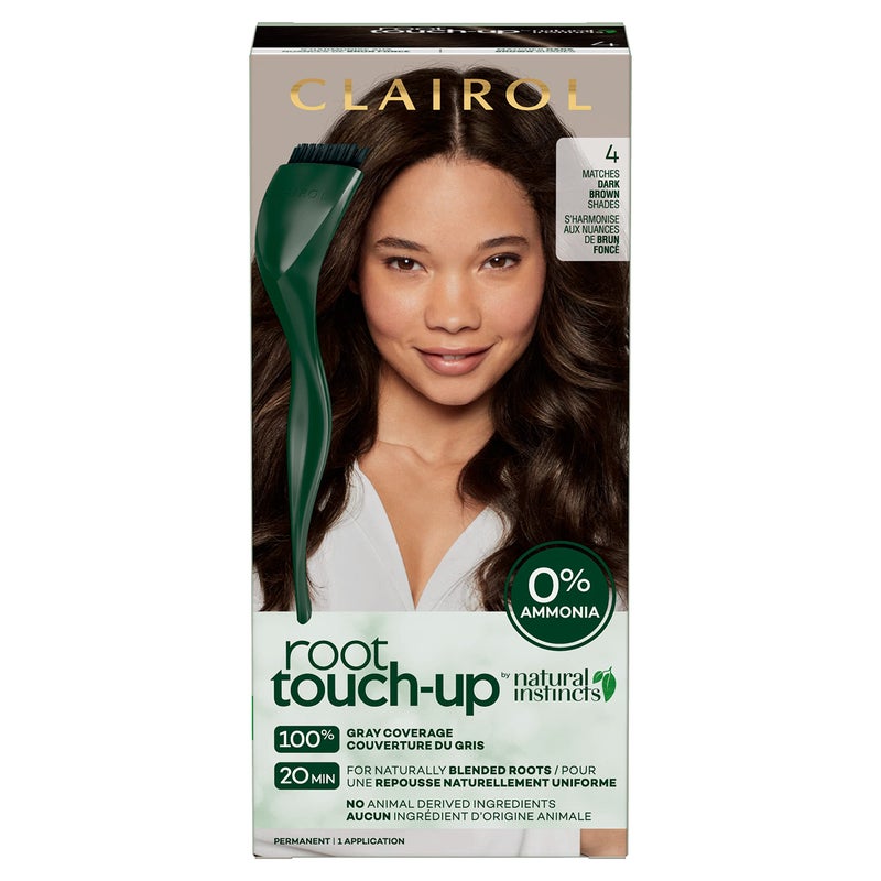 Clairol Root TouchUp by Natural Instincts Permanent Hair Dye 4 Dark Brown Hair Color Naturally Blended Roots with 100 Gray Coverage Vegan Ammonia Free Formula Pack of 1 - Image 3