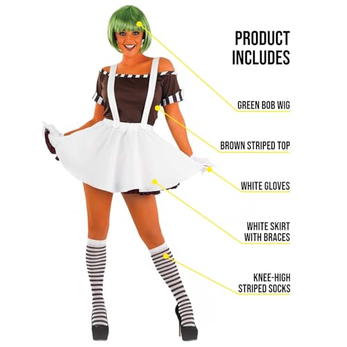 fun shack Womens Chocolate Factory Costume, Chocolate Costume Adult, Book Character Halloween Costumes for Women, Medium - Image 2