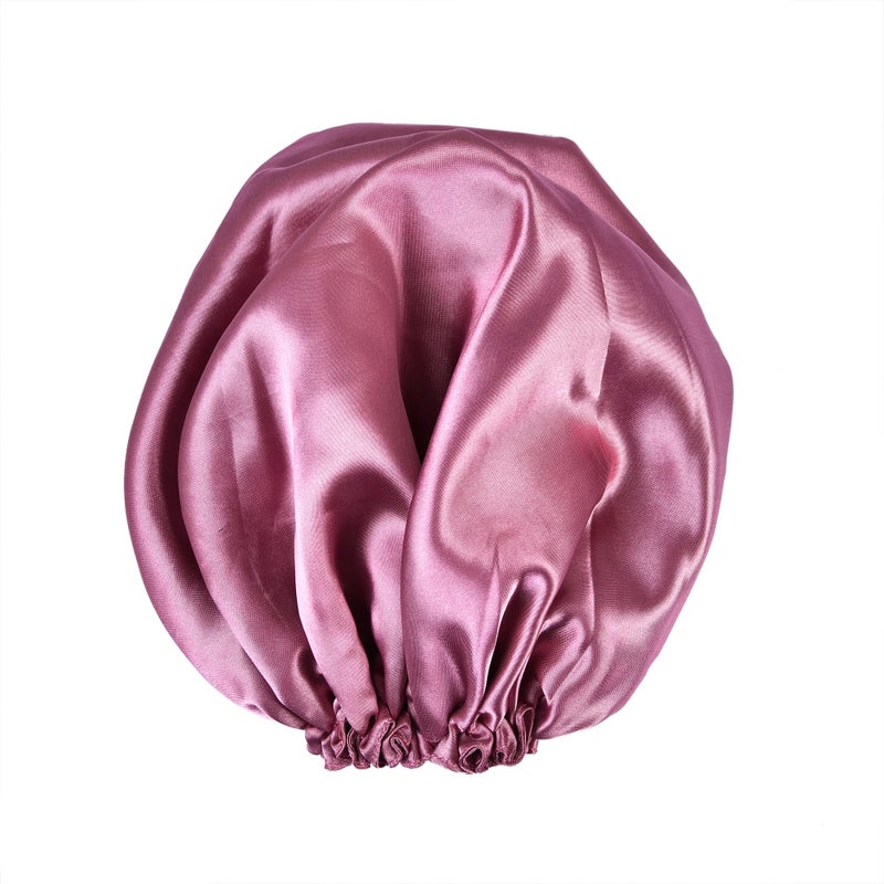 NNR Satin Silk Premium Hair Bonnet Double Layered Elastic Sleeping Cap for Women and Girls - Pack of 1 - Onion Purple - Image 1
