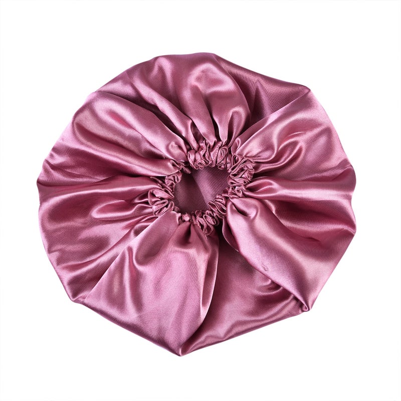 NNR Satin Silk Premium Hair Bonnet Double Layered Elastic Sleeping Cap for Women and Girls - Pack of 1 - Onion Purple - Image 2