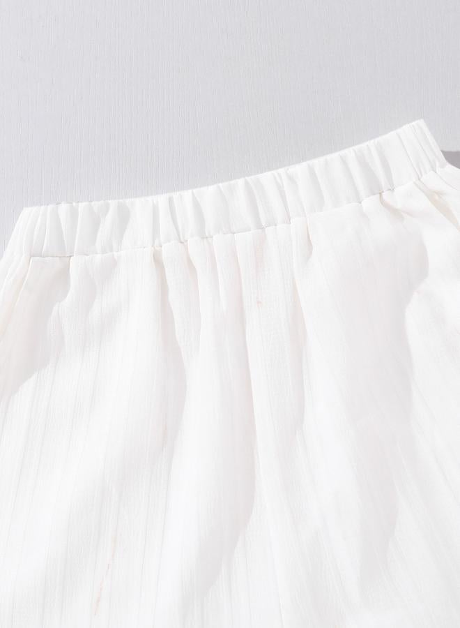 Take Two Boys White Textured Shirt And Shorts Set - Image 3