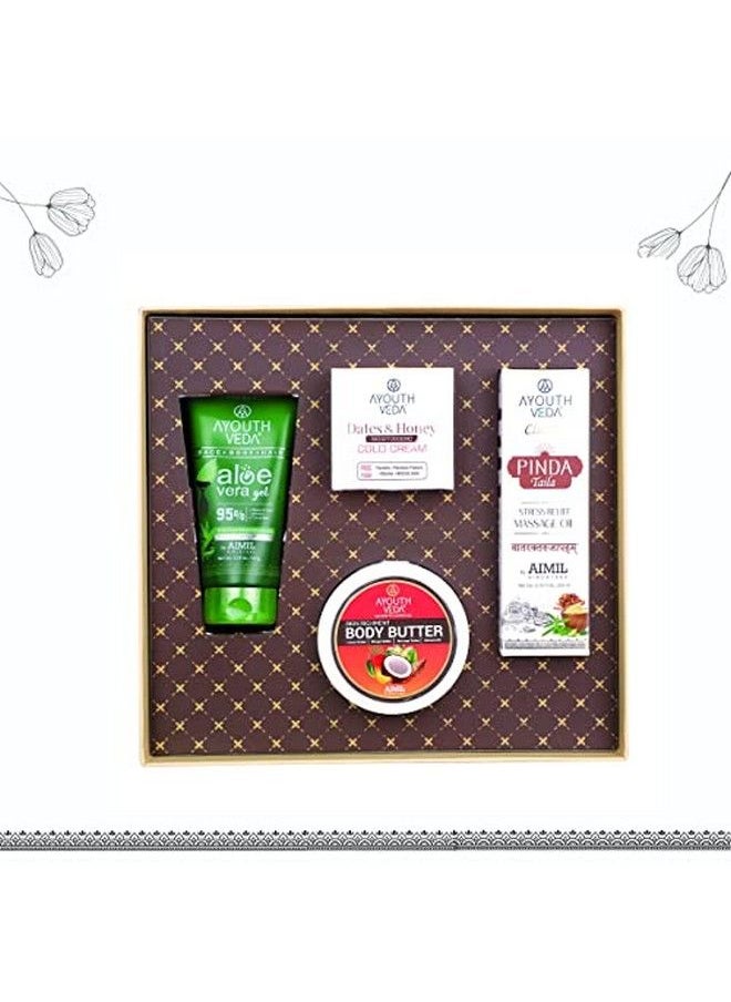 AYOUTHVEDA Adore Gift Hamper Pack Herbal Therapy Pinda Taila Aloe Vera Gel Face Body Hair Hydrates Skin Richment Body Butter Guard Skin From Damage Dates & Honey Moisturising Winter Cold Cream  - Image 3