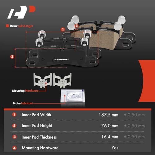 A-Premium Rear Ceramic Disc Brake Pads Set Compatible with Porsche and Volkswagen Models - Cayenne 2011-2018, Touareg 2011-2017, 4 Pcs - Image 5