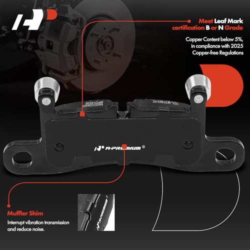 A-Premium Rear Ceramic Disc Brake Pads Set Compatible with Porsche and Volkswagen Models - Cayenne 2011-2018, Touareg 2011-2017, 4 Pcs - Image 2