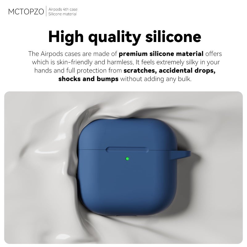 MCTOPZO for AirPods 4 Case 2024 Come with Cleaner Kit,Soft Silicone Protective Cover for Apple AirPods 4th Generation Cases with Keychain,Compatible with AirPod 4 Case for Women Men-Midnight Blue - Image 3