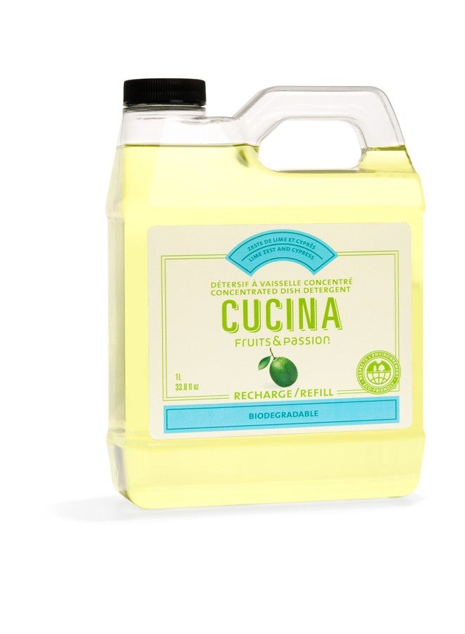Cucina Fruits & Passion [Cucina] - Lime Zest & Cypress Tree Dish Soap Refill, All Natural Dish Detergent Liquid Refill, Vegan & Cruelty-Free, Clear Dish Soap Liquid Refill (33.8 fl oz) - Image 1