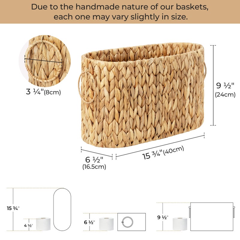 StorageWorks Toilet Paper Storage, Toilet Paper Storage Holder for 6 Regular Rolls, Wicker Basket for Bathroom, Natural Water Hyacinth - Image 2