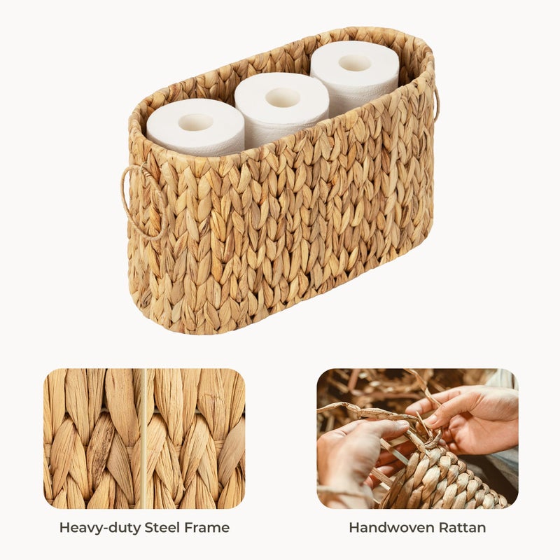 StorageWorks Toilet Paper Storage, Toilet Paper Storage Holder for 6 Regular Rolls, Wicker Basket for Bathroom, Natural Water Hyacinth - Image 3
