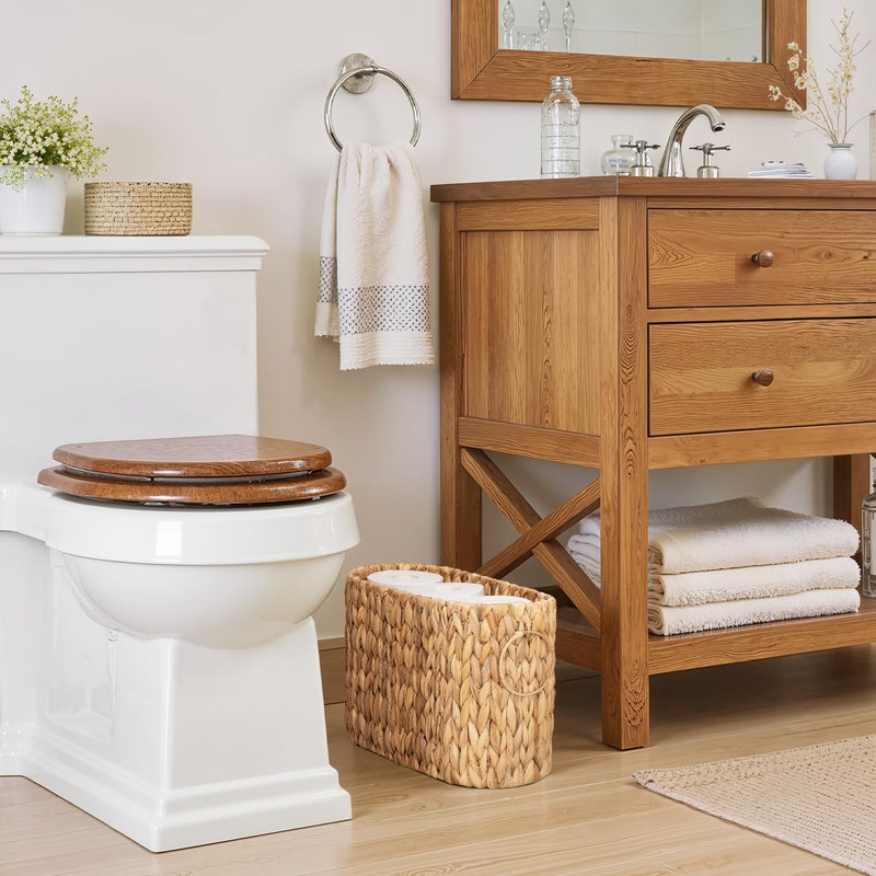 StorageWorks Toilet Paper Storage, Toilet Paper Storage Holder for 6 Regular Rolls, Wicker Basket for Bathroom, Natural Water Hyacinth - Image 5