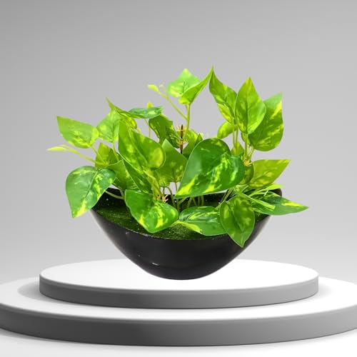fancymart Artificial Money Plant Leaves with Boat Pot for Home Décor - Image 2