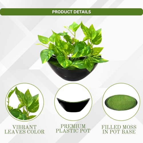 fancymart Artificial Money Plant Leaves with Boat Pot for Home Décor - Image 3