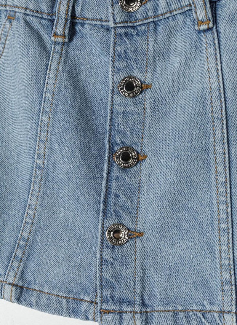 MINOTI Girls Denim Skirt with Button Front  - Image 4