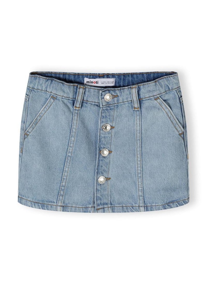 MINOTI Girls Denim Skirt with Button Front  - Image 2