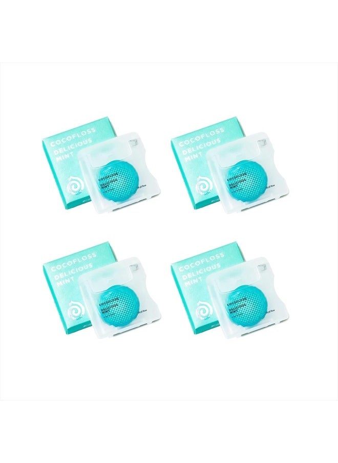 Cocofloss Woven Dental Floss, Dentist-Designed Oral Care, Mint, Waxed, Expanding, Vegan, Kid-Friendly String Floss with Coconut Oil, 4 Spools (33 yd Each)  - Image 1