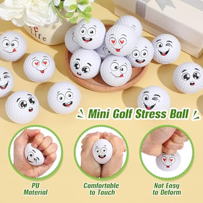 Syhood Mini Golf Stress Ball Golf Party Favors 1.57 Inch Funny Face Squeeze Foam Balls with Storage Bag for Kids Men Women School Carnival Party Gift Bag Fillers - Image 4