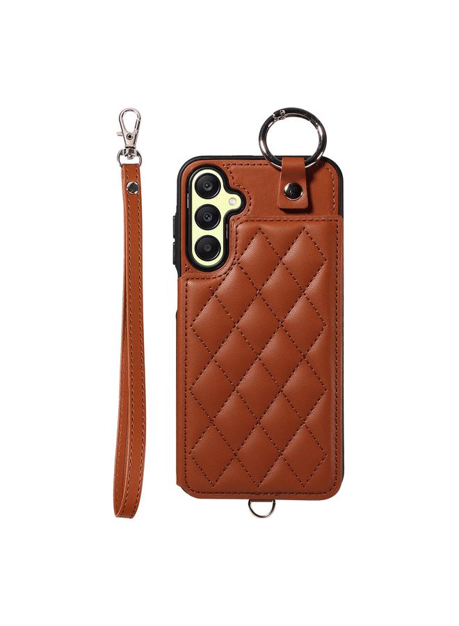 اس-توب جراب لهاتف Samsung Galaxy A25 5G Global Rhombic Texture Case Card Bag Phone مع حبل قصير - Image 1