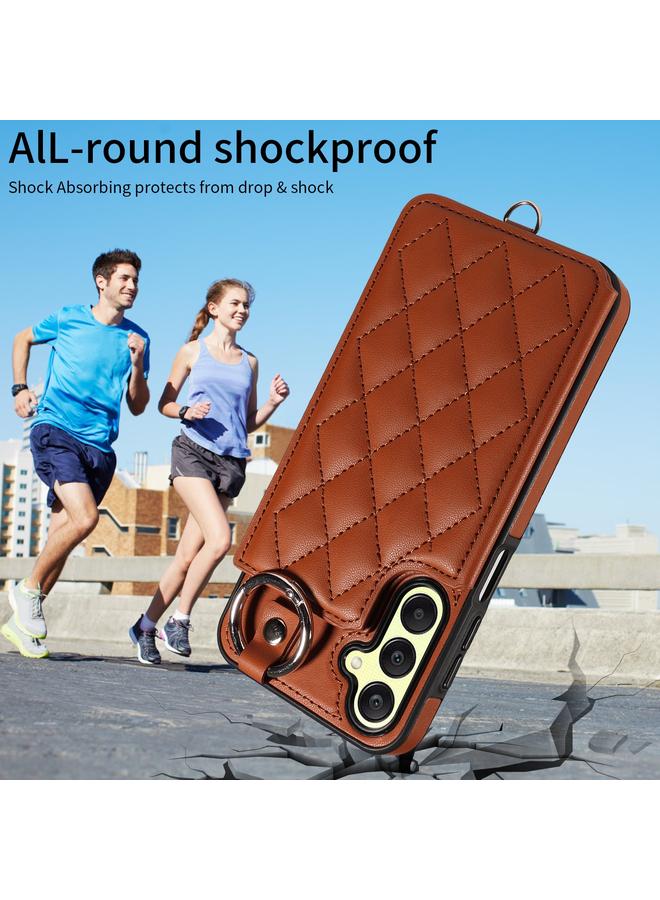 اس-توب جراب لهاتف Samsung Galaxy A25 5G Global Rhombic Texture Case Card Bag Phone مع حبل قصير - Image 2