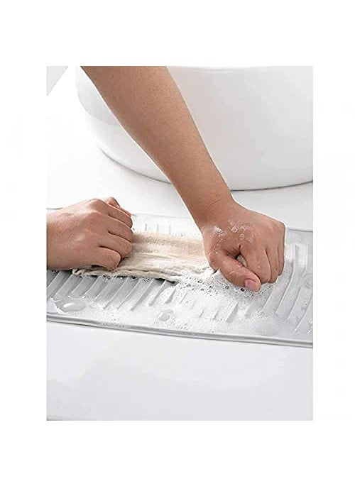 PRAVYTA Pravyta Portable Silicone Antislip Mini Travelling Housing Washing Cleaning Laundry Pad Board Mat Multipurpose Rollable Foldable Cloths Laundry Scrubbing Pad Water Saving Washboard 1Pcs  - Image 4