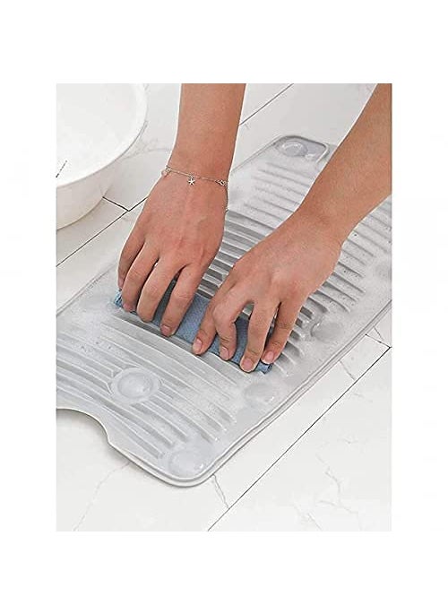 PRAVYTA Pravyta Portable Silicone Antislip Mini Travelling Housing Washing Cleaning Laundry Pad Board Mat Multipurpose Rollable Foldable Cloths Laundry Scrubbing Pad Water Saving Washboard 1Pcs  - Image 2