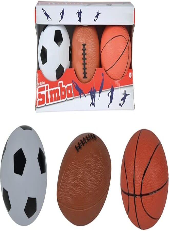 Simba Set of 3 Balls Basketball, Rugby and Football
