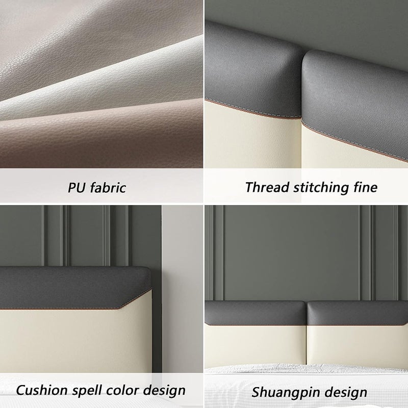 Headboard Bed Back Cushion Reading Backrest Soft Pack Beds Bedroom Softs Bag Bed Cover Fabric Sponge Filling Anti-Collision 4 Colors (Color : Orange-b Size : 160cm) (Gray a) - Image 4