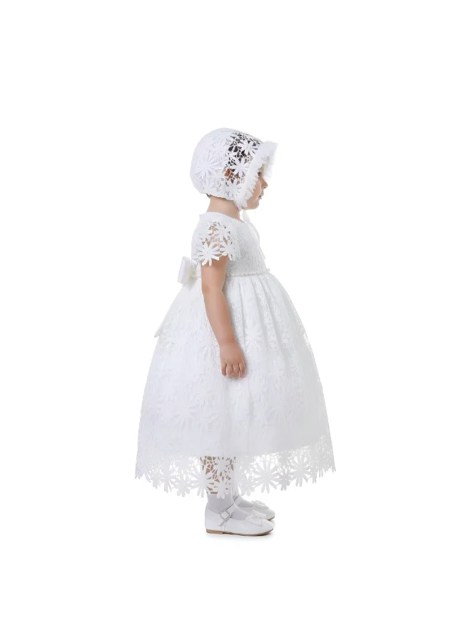 بمبىمىشى فستان تعميد دانتيل بنقشة الزهور