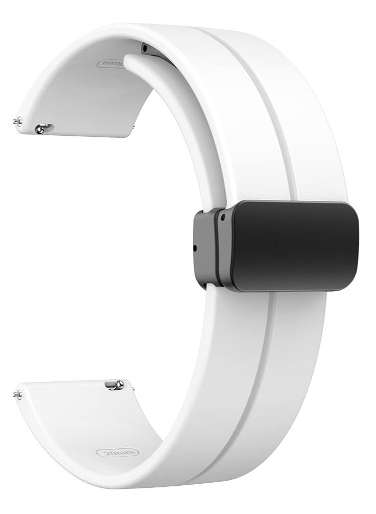 TIGER Magnetic Watch Band 16mm, 18mm, 19mm, 20mm, 22mm – Soft Silicone Sport Strap for Men & Women – Quick Release with Magnetic Folding Clasp – Skin-Friendly, Durable & Comfortable – Ideal for Smartwatches & Traditional Watches – White - Image 1