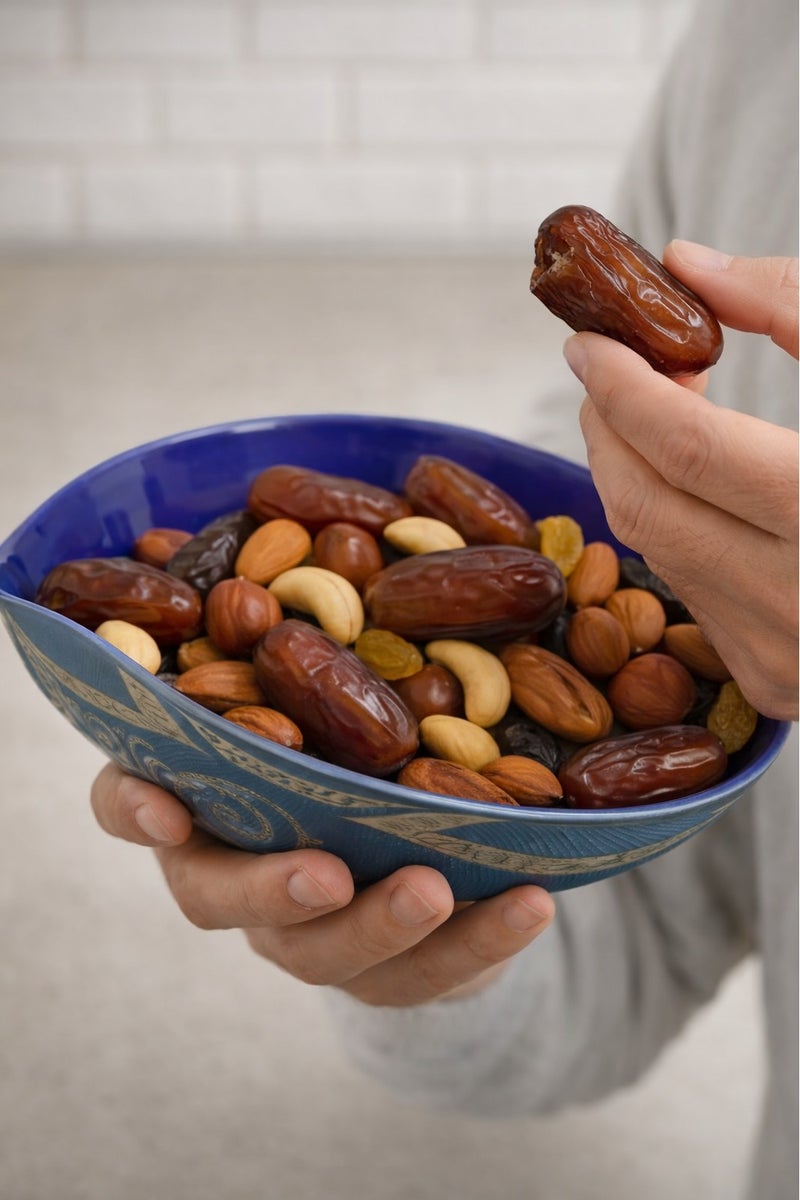 Royal Aluminium Dates Serving Dry fruits Bowl Blue Color Size 20X10 cm - Image 1