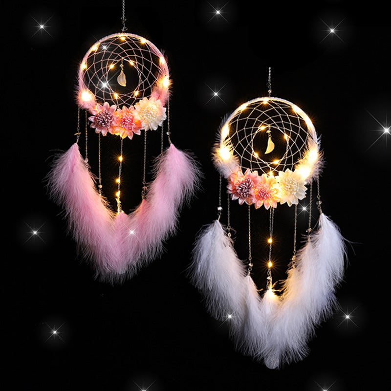 Ins Indian Girl Heart Dream Catcher Hanging Ornaments Under The Moon Flower Language Dream Catcher Mori Feather Decoration Girl'S Gift - Image 2