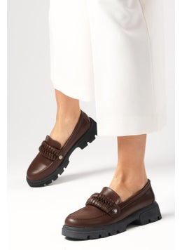 Mio Gusto Judi Brown Thick Soled Women's Loafer Shoes  - Image 4