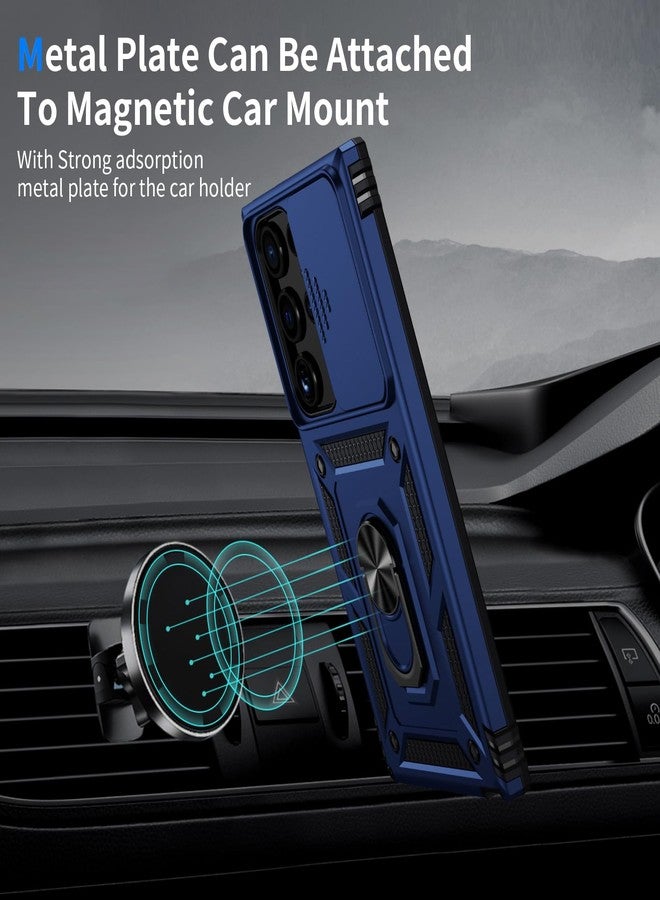 Weycolor for Samsung Galaxy S25 Ultra Case with Camera Lens Cover, HD Screen Protector, 10 FT Military Grade Drop Protection, Magnetic Ring Holder Kickstand Protective Phone Case, Navy Blue - Image 2