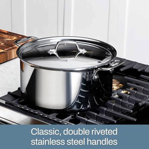 All-Clad D3 3-Ply Stainless Steel Stockpot with Lid 8 Quart, Induction, Oven Broiler Safe 600F, Silver - Image 4