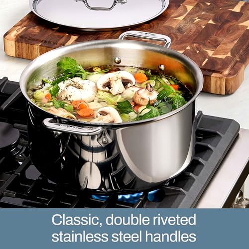 All-Clad D3 3-Ply Stainless Steel Stockpot with Lid 8 Quart, Induction, Oven Broiler Safe 600F, Silver - Image 5