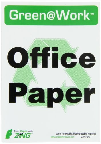 Zing Green Products 0021S Recycled Polystyrene Green at Work "Recycle Office Paper" Label,Self-Adhesive, 7" Length, 5" Width, Pack of 5 - Image 4