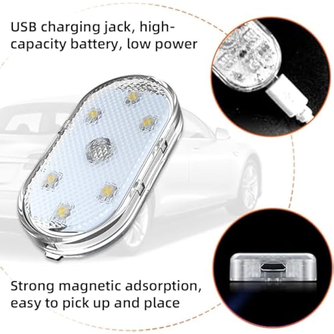 BIGTHREE 4Pcs Wireless Led Lights For Car Interior 7 Colors Interior Car Lights Usb Rechargeable Automotive Neon Accent Light Kits Installation Of Magnetic Car Interior Lights - Image 5