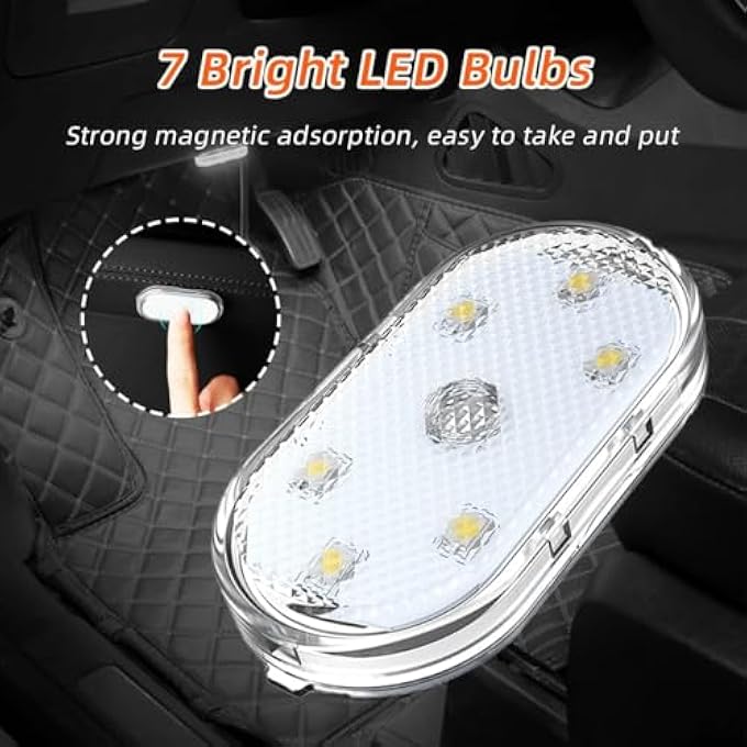 BIGTHREE 4Pcs Wireless Led Lights For Car Interior 7 Colors Interior Car Lights Usb Rechargeable Automotive Neon Accent Light Kits Installation Of Magnetic Car Interior Lights - Image 3