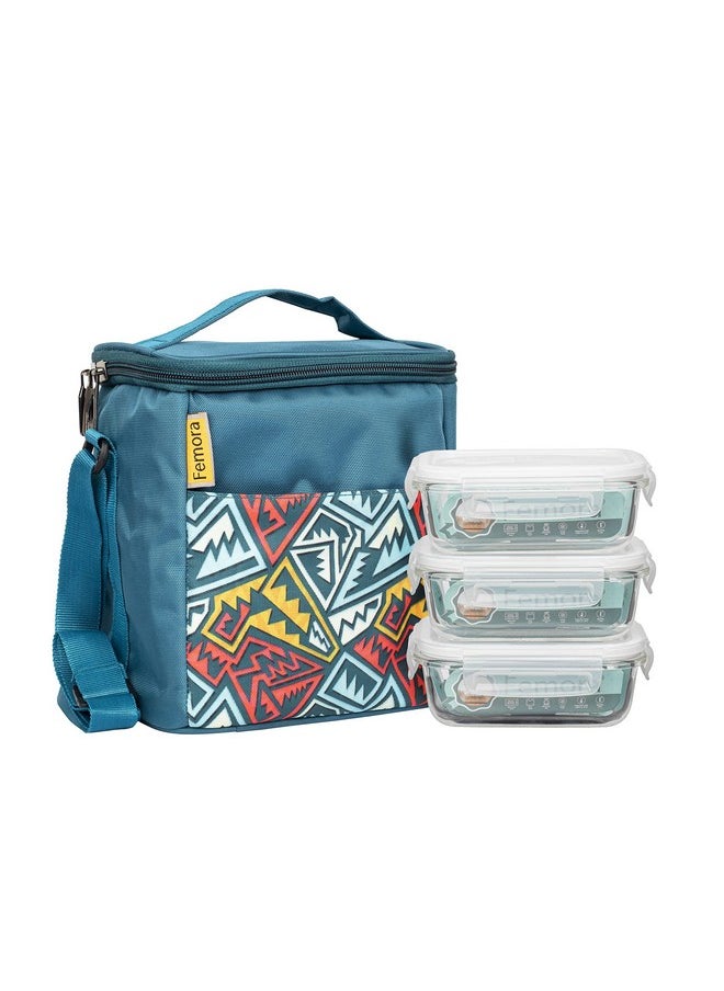 Femora Glass Lunch Box with Bag Set of 3 Containers, Rectangular- 400 ML Each, Clear, Microwavable Borosilicate Glaas, Ideal for College, Travel Office, Blue - pzsku/Z92981D20AA5737DA68AAZ/45/_/1737721040/82a45a61-81f6-4ccf-be3b-08e5a5ffda06