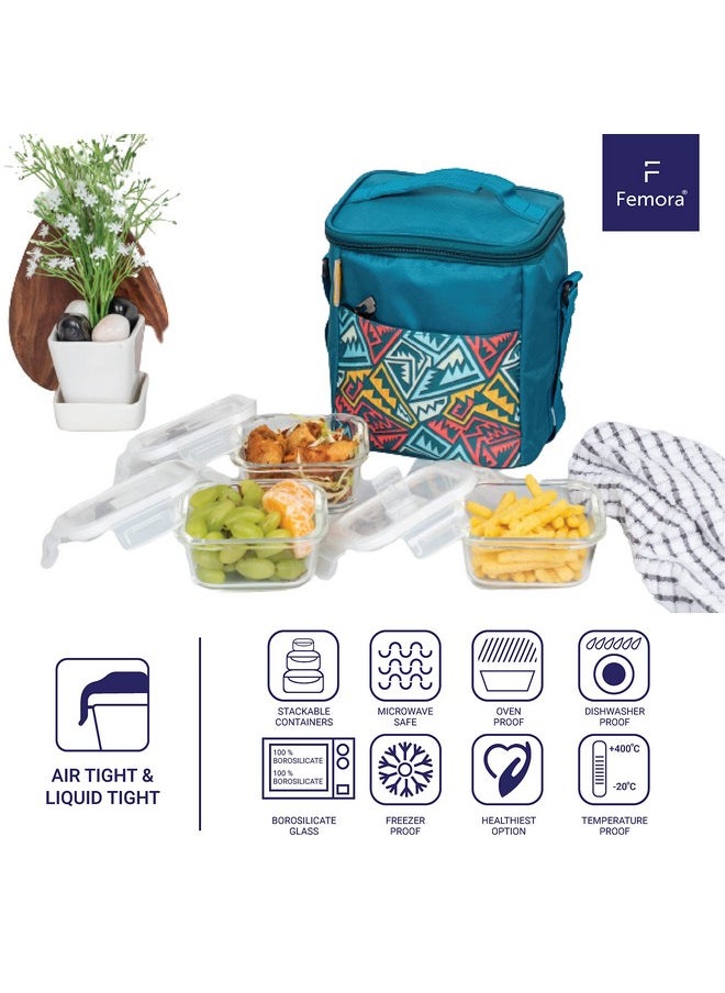 Femora Glass Lunch Box with Bag Set of 3 Containers, Rectangular- 400 ML Each, Clear, Microwavable Borosilicate Glaas, Ideal for College, Travel Office, Blue - pzsku/Z92981D20AA5737DA68AAZ/45/_/1737721066/cd87d4a7-1aeb-4804-8deb-2ad370758989