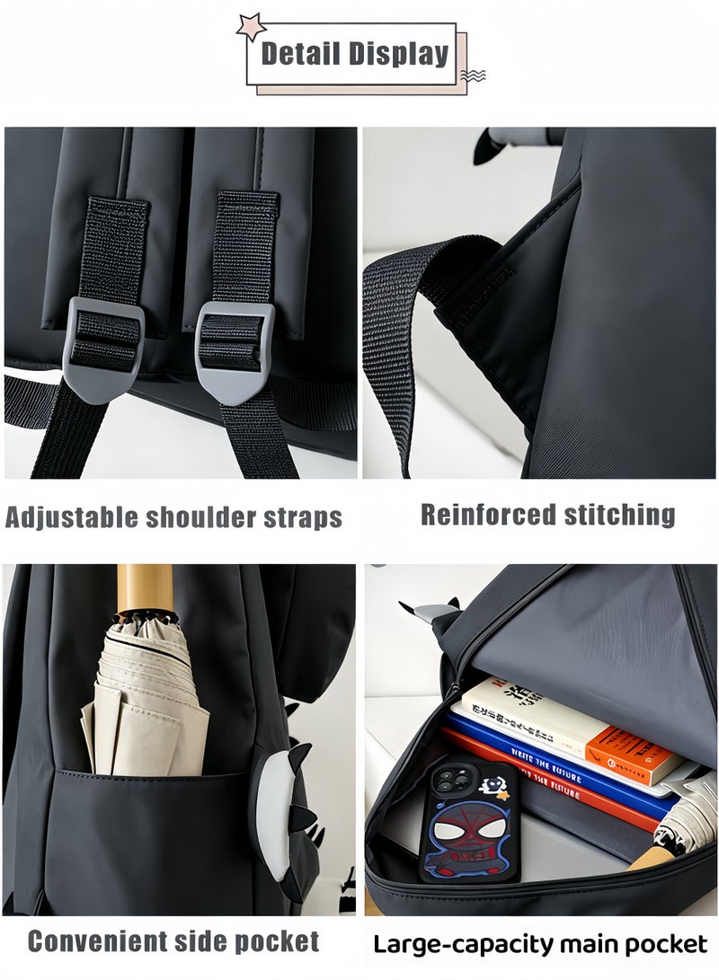 جاك سيركل مجموعة حقائب الظهر، حقيبة ظهر للمراهقين، حقيبة ظهر مدرسية للأطفال، حقيبة ظهر كلاسيكية خفيفة الوزن للأطفال، حقيبة كتب أنيقة مقاومة للماء مع حقيبة غداء معزولة وحقيبة أقلام رصاص 3 قطع حقائب كتب للأولاد والبنات - Image 4