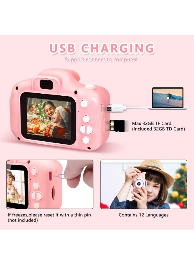 Kids Digital Camera Video Camcorder, Pink, Cartoon Soft Silicone Cover 3-8 Year Olds - Image 5