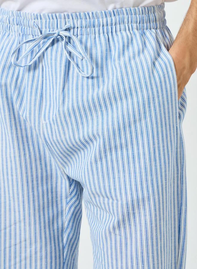 Styli Blue Men Blue Striped 100% Cotton Pyjama Pants for Men | Best Price UAE