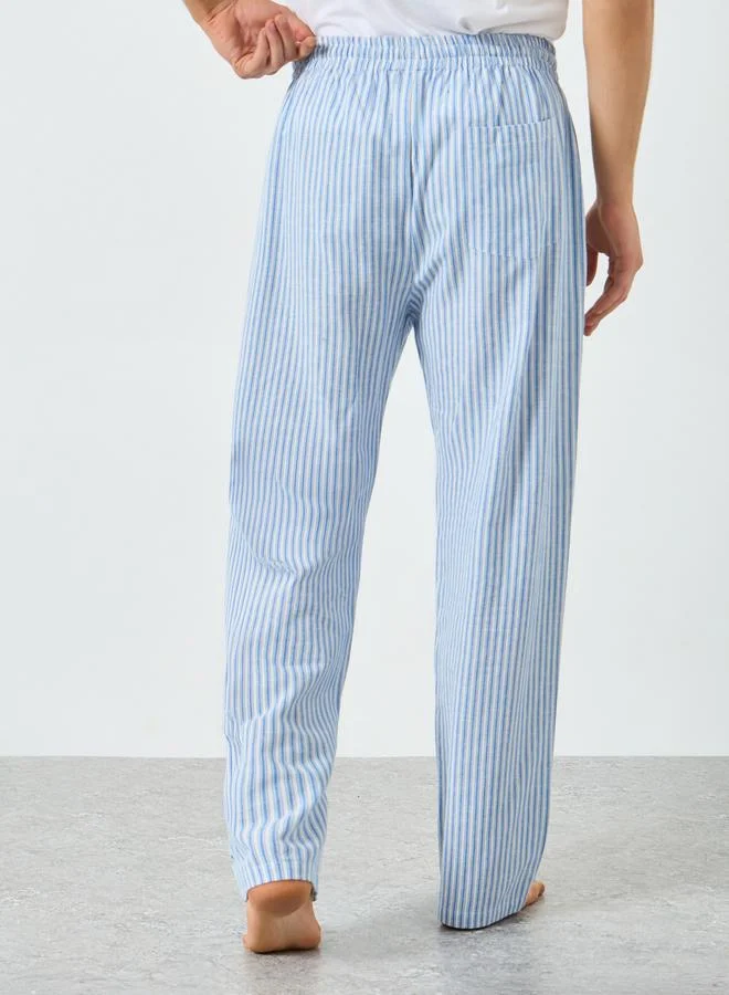 Styli Blue Men Blue Striped 100% Cotton Pyjama Pants for Men | Best Price UAE