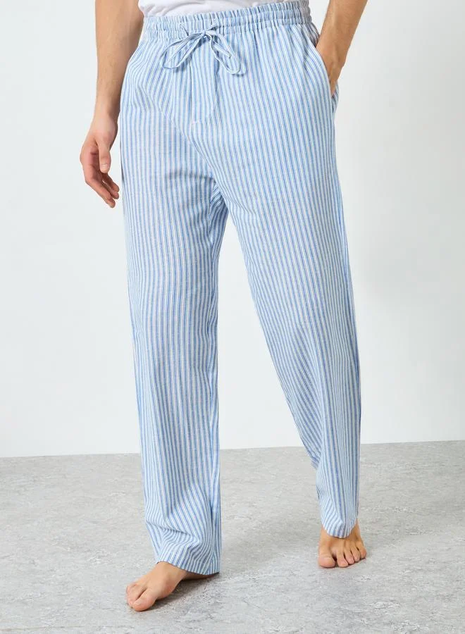 Styli Blue Men Blue Striped 100% Cotton Pyjama Pants for Men | Best Price UAE