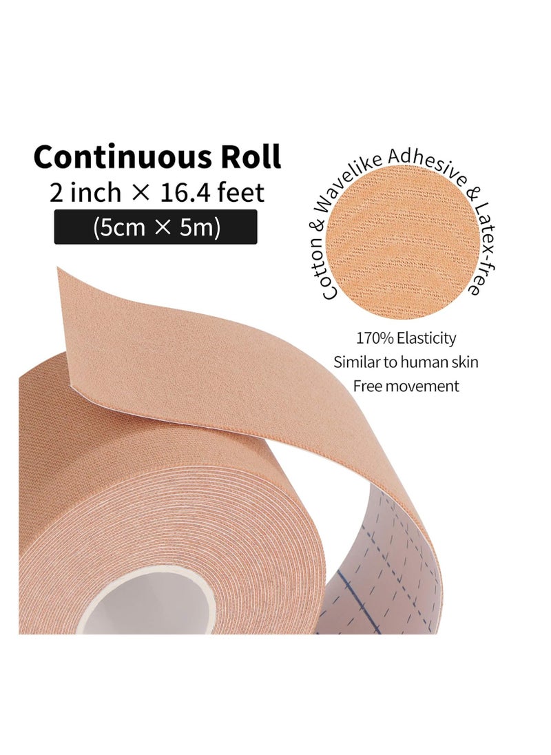 DELGREEN Tape Sports Tape for Muscles, 5 m x 5 cm, 3 Rolls (4 Pack Beige ) Kinesiology Tapes Waterproof & Elastic for Sports  - Image 2